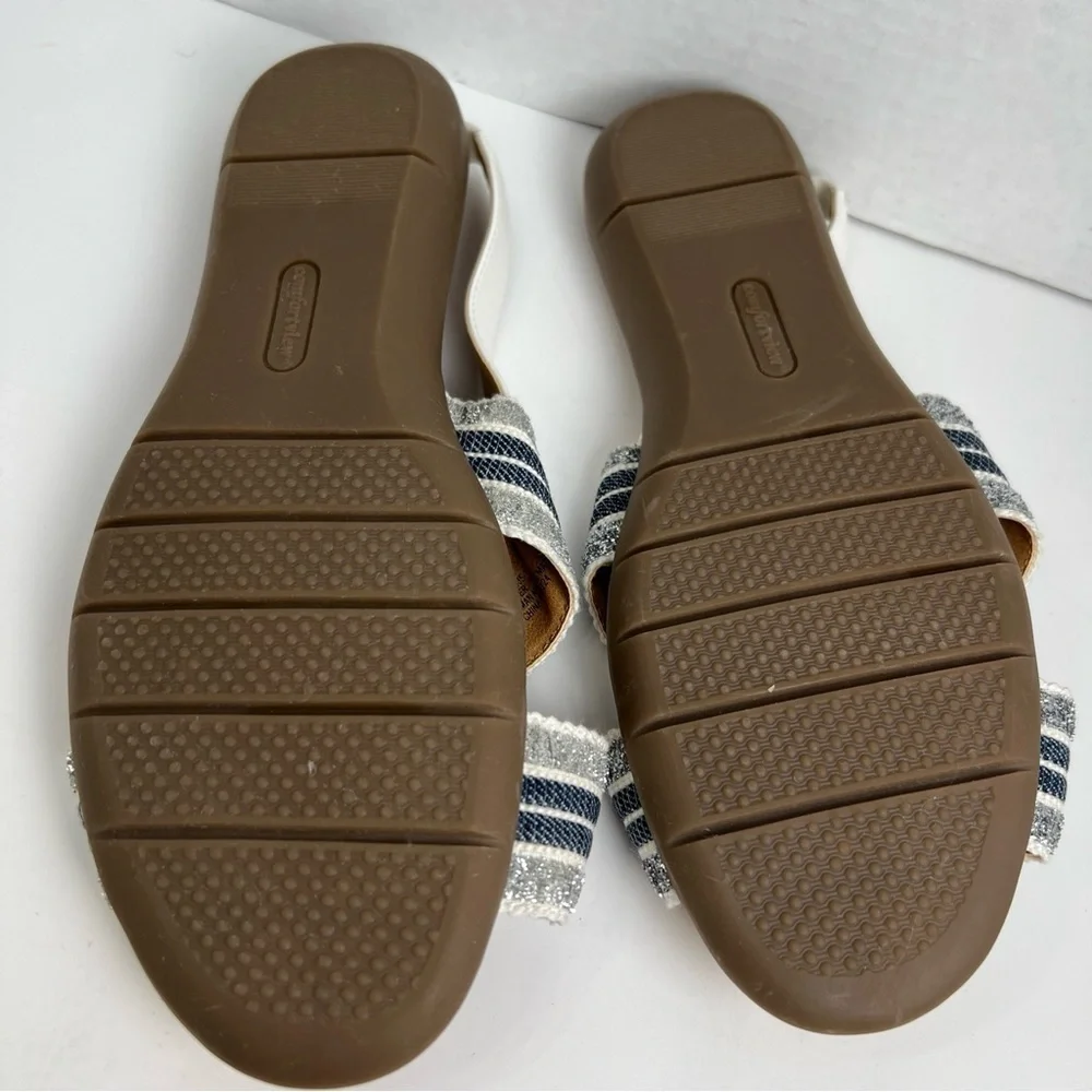 Comfortview Emma Sling BackCross Strap Blue Metallic Gold Womens Sandals Size:9w